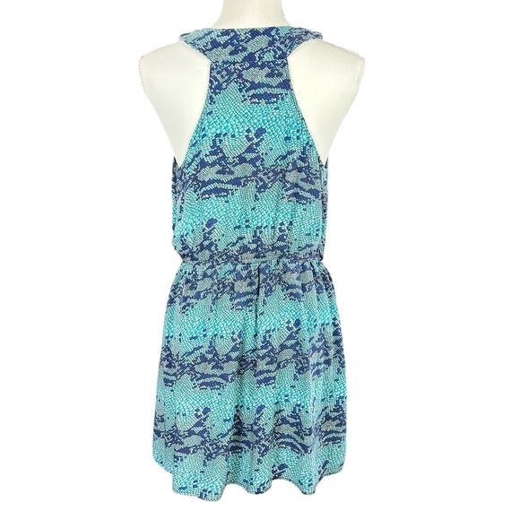 Fire Los Angeles Dress Women Size Large Blue & Turquoise Animal Scales Boho Mini - Picture 3 of 11